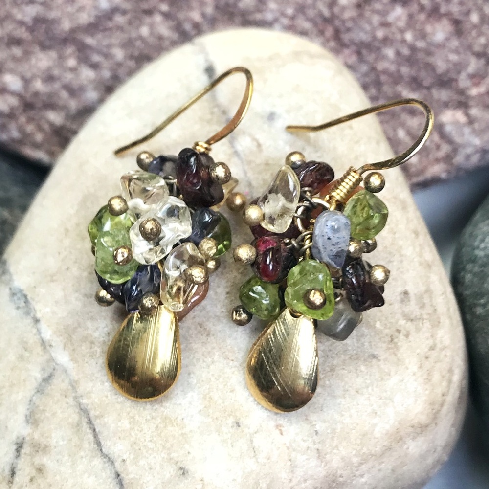 Garnet Agate Peridot Citrine Amethyst Quartz w 22k